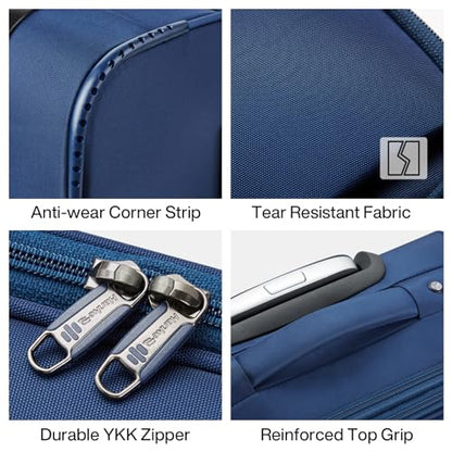 Hanke 24 Inch Luggage Expandable Softside Checked Suitcases with Spinner Wheels, Upright Rolling Luggage Suitcases Travel TSA Luggage Bag for Women Men(Blue) - color: Blue, size: 24 Inch Checked in