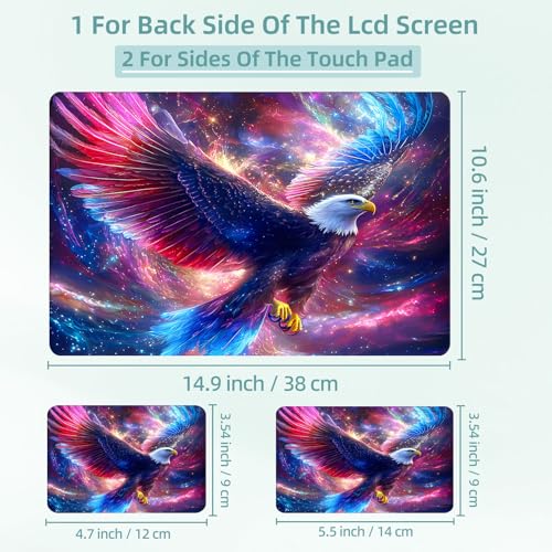 Universal Laptop Skin Decal, 3-Piece Vinyl Protector for 12 13 14 15.6" Notebook, Waterproof Anti-Scratch, Easy Trim & Bubble-Free Finish, Majestic Eagle - color: Majestic Eagle