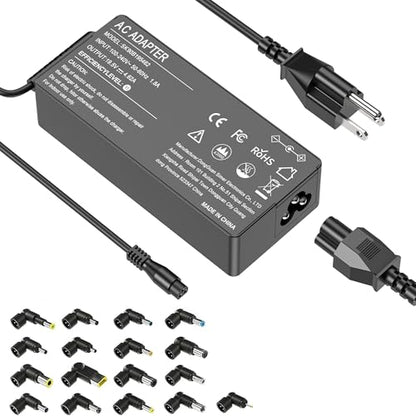 90W Universal Laptop Charger with 17 Tips, Compatible with Acer Asus HP Len OVO Dell Samsung Toshiba IBM Fujitsu Notebook Ultrabook Chromebook Charger Power Supply Cord