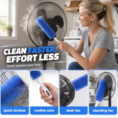 Bendable Microfiber Head, Fan Cleaning Brush Bendable Duster (Blue+Gray) | Reusable and Washable,Suitable for Cleaning Vents,Ceilings,Blinds,Furniture and Hard-to-Reach Areas - color: Blue+gray
