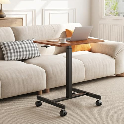 OLIXIS Mobile Rolling Desk with Wheels,Adjustable Laptop Desk, Rustic Brown | Adjustable Rolling Design Creates a Flexible Workspace for Home Office - color: Rustic Brown