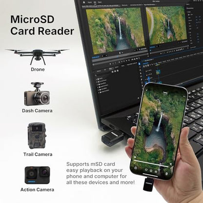 Micro SD Card Reader for iPhone 17/16/15, iPad, Android, Mac, PC, Laptop, USB C Memory Card Reader adapter, Auto Photo Backup, Apple MFi Photo stick Phone Drive iXflash Q mini w/Free App Black - color: Black