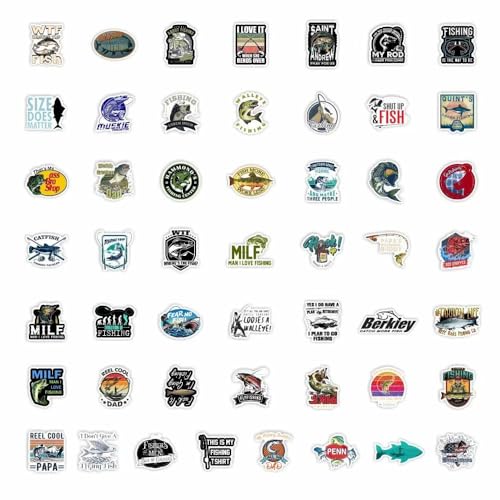 210 Pack Fishing Stickers for Tackle Box Car Bumper Water Bottles Laptop, Waterproof Ocean Animal Fish Stickers Bulk Gift for Adults Mens Boy, Outdoor Hunting Boat Decals Sticker - color: Fishing Stickers