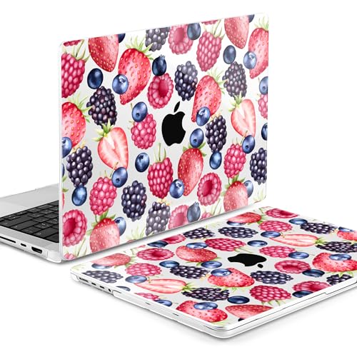 MEEgoodo Compatible with MacBook Pro 14 inch Case (M5/M4/M3/M2/M1) Pro/Max 2026 2025 2024 2023 2021, Case Fit Model A3427/A3426/A3434/A3112/A3401/A3185/A2918/A2992/A2779/A2442, Fresh Berries Pattern - color: Fresh Berries Pattern