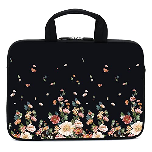15.6" Laptop Sleeve 14" 15" 15.4" Chromebook Case Ultrabook Case Notebook Sleeves PC Messenger Bag (Flowers) - color: flowers