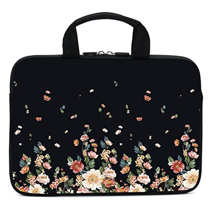 15.6" Laptop Sleeve 14" 15" 15.4" Chromebook Case Ultrabook Case Notebook Sleeves PC Messenger Bag (Flowers) - color: flowers