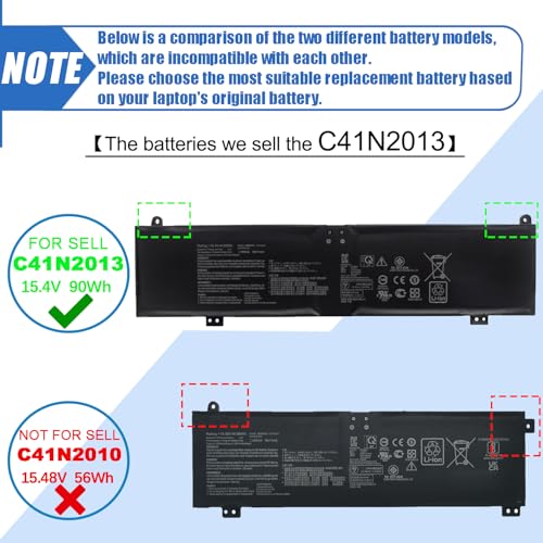 C41N2013 90Wh Laptop Battery for ASUS ROG Zephyrus G15 G513 G513QR G513QY G533 G533QS GA503 GA503QM Series ROG Strix G513 G713 Scar G533 15.4V - size: 11.46*3.18*0.37 inch C41N2013