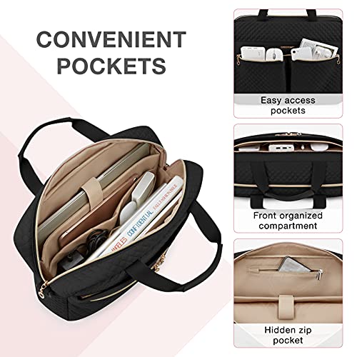 BAGSMART Laptop Bag, 15.6/17.3 Inch Briefcase for Women Large Laptop Case Computer Bag Office Travel Business, Black - color: Black, size: 15.6 Inch