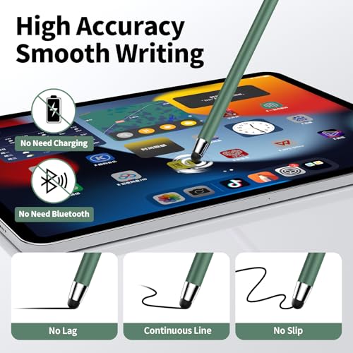 Stylus Pen for Touchscreen(5 pcs) 2-in-1 Stylus Pen for iPad | High Sensitivity Precision Suitable for Touch Screens of iPhone/ipad/Android Tablet(Black/White/Gray/Gold/Dark Green) - color: Black/White/Gray/Gold/Dark Green
