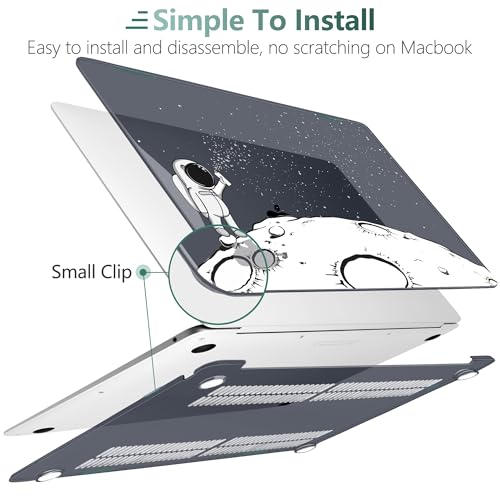 DONGKE Compatible with MacBook Air 13 inch Case 2021 2020 2019 2018 Release A2337 M1 A2179 A1932 with Retina Display & Touch ID, Plastic Hard Shell & Keyboard Cover - Astronaut - color: Astronaut
