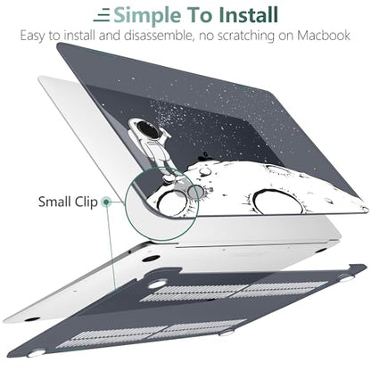 DONGKE Compatible with MacBook Air 13 inch Case 2021 2020 2019 2018 Release A2337 M1 A2179 A1932 with Retina Display & Touch ID, Plastic Hard Shell & Keyboard Cover - Astronaut - color: Astronaut