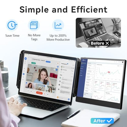 Laptop Screen Extender, 14” Portable Monitor for Laptop, 1080P FHD Dual Monitor for 13"-17" Laptops, Second Extended Computer Monitor for Travel Work, Compatible with Windows Mac Android Switch PS