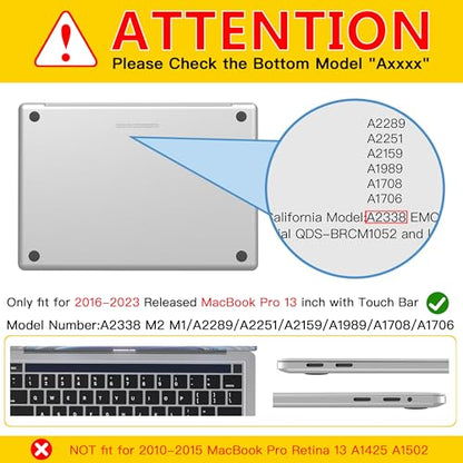 CISSOOK Cover for MacBook Pro 13 Inch Case Purple 2025-2020 Release | 4in1 Set Plastic Hard Shell Case with Keyboard Cover for Pro 13 M1 M2 A2251 A2289 A2338 - Purple - color: Purple
