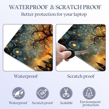 Universal Laptop Skin Sticker Decal,15.6 Inch Laptop Vinyl Cover for 13" 14" 15.6" Laptop,Scratch-Resistant Waterproof Protector Wrap,Reusable with Wrist Pads,Starry City Tree - color: Starry City Tree