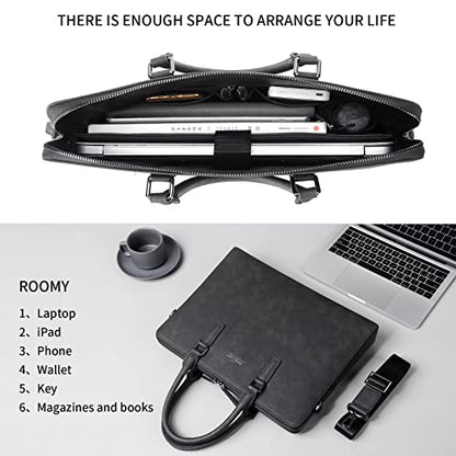 FSD. WG Business Bag Leather Messenger Bag Water Resistant Business Travel Briefcase Handbag Briefcase for Men - color: Black