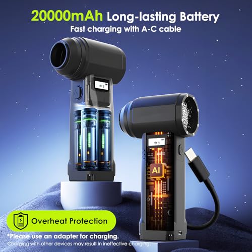 Electric Compressed Air Duster, 300,000RPM Cordless Air Blower for Dust Removal, Duster/Vacuum 2-in-1 with 10 Speeds, 20000mAh Rechargeable & 5 Nozzles Dust Blower for PC, Keyboard, Car, Outdoor