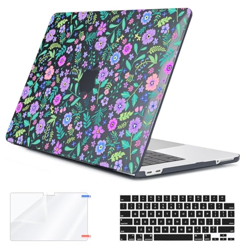 Compatible with MacBook Neo Case 13 inch 2026 Release Model A3404 with A18 Pro Chip, Precision Fit & Anti-Crack Hard Shell Pattern Case & Keyboard Cover&Screen Protector&Webcam Cover, Florals - color: Florals