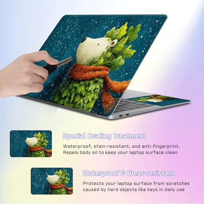 Universal Laptop Skin Sticker Decal, Compatible with MacBook HP Dell Lenovo 12"-15.6", Reusable Vinyl Notebook Cover 3PCS Set, High-Recognition Film-Polar Bear Leave Scarf - color: Polar Bear Leave Scarf