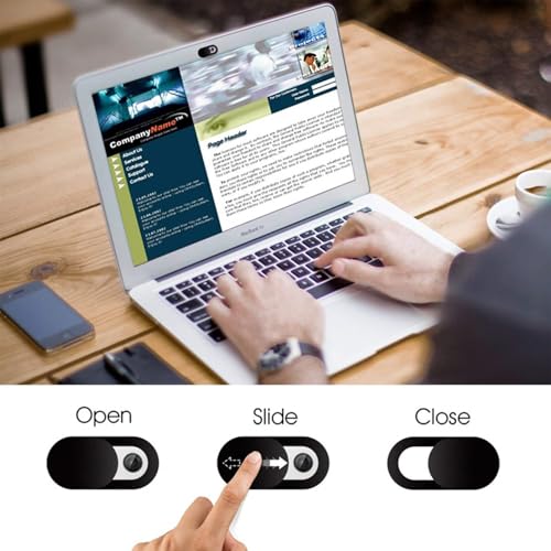 Webcam Cover Slide(6PCS), Ultra Thin Camera Cover Slide for Camera Privacy Cover Slide for Laptop/Cell Phone/iPad/PC/Tablet, Great for Protect Your Privacy and Security - Black