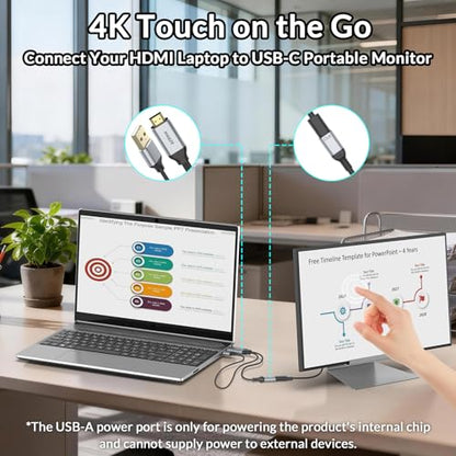 HDMI to USB C Cable 4K@60Hz 0.75ft, Unidirectional Adapter for AR Glasses | Male to Female, Compatible with Xreal Air/Rokid AR/Rayneo, PS5/Xbox/Steam Deck,Portable Monitor Touch, Gold-Plated Connectors
