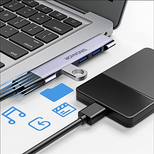USB Hub for Laptop, USB 3.0 Hub 4-Port, 5Gbps USB Splitter for Laptop, Windows, MacBook, PC, Flash Drives, HDD, Printer, Keyboard, Mouse (Right-Side USB Hub) - color: Grey right model