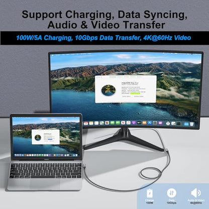 USB C Extension Cable, USBC Right Angle Extender Cord 6 FT USB 3.1(10Gbps) Male to Female 100W Fast Charging Cable Compatible for MacBook Pro/Air, Switch, Laptop, Tablet and Mobile Phone - size: 6.6FT