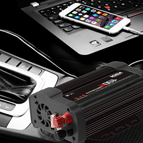 400W Power Inverter,DC 12v to AC 110v Car Inverter Converter | 3.1A Dual USB Charging Ports,Suitable For Laptops, Portable Power Converters, Camping, Road Travel Essentials, Black - size: 400W-B