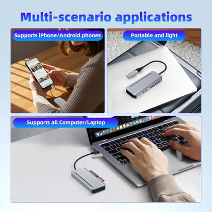 7-in-2 Memory Stick Pro Duo Card Reader, USB-A & USB-C Multi-Card Reader for SD/TF/CF/MS/XD Memory Cards, 5Gbps High-Speed Transfer, SD Card Reader for iPhone 15/16/17, MacBook, iPad, Android, Camera
