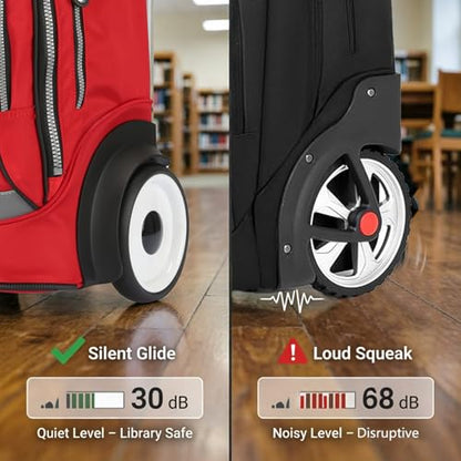 Rolling Laptop Bag with Quiet Wheel for 15.6 Inch Laptop,Roller Bag, Silent Backpack with Wheels, 6 Inch Large Wheeled Computer Bag, T5- Black/Red - color: T5- Black/Red