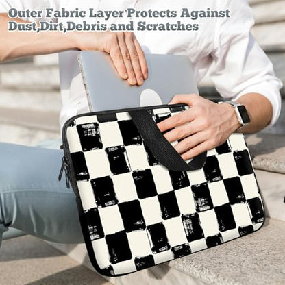 Laptop Sleeve Case Bag 15 inch, Black and White Checkered Slim Carrying Case Durable Handbag Travel Laptop Bag for 15 inch MacBook Air M3/M2/15 Pro/Surface Laptop 7/6/5/4/3/ Dell XPS 15 Plus - color: Black and White Checkered, size: 15 Inch