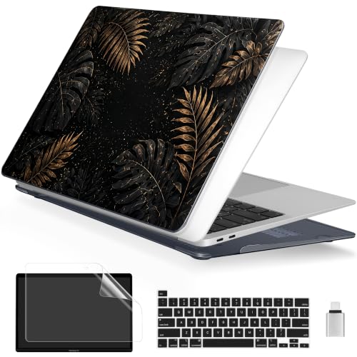 Batianda AstroGrid Case for MacBook Pro 13 inch 2022, Luxury Tropic Leaf | Fits Model A2338 M2 M1 A2251 A2289,1.2mm Slim Lightweight Hard Shell Cover, Scratch Resistant,4-in-1 Accessories Bundle - color: Luxury Tropic Leaf