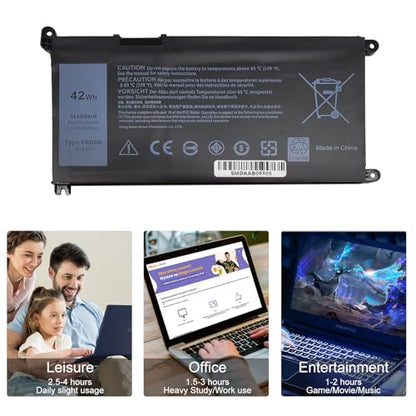 LQM YRDD6 Laptop Battery 42Wh for Dell Inspiron 5591 | Dell Inspiron 7586 5481 5482 3310 Vostro 3491 5481 5581 5490 5590 0YRDD6 01VX1H 1VX1H 0VM732 - color: YRDD6