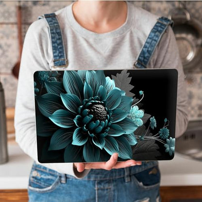 Universal Laptop Skin Sticker with 2 Wrist Pad Skins, Waterproof Scratch Resistant Vinyl Laptop Cover Decal, Cut to Fit for 11–15.6 Inch MacBook HP Dell Lenovo, Dark Green Lotus - color: Dark Green Lotus