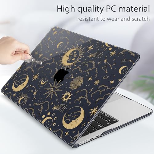 Tuiklol for MacBook Air 13 inch Case M5 2026 M4 2025 M3 2024 M2 2022 Release Model A3449 A3240 A3113 A2681,Plastic Hard Shell Cover for MacBook Air 13.6 with Touch ID, Moons and Stars - color: Moons and stars