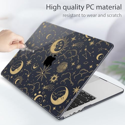 Tuiklol for MacBook Air 13 inch Case M5 2026 M4 2025 M3 2024 M2 2022 Release Model A3449 A3240 A3113 A2681,Plastic Hard Shell Cover for MacBook Air 13.6 with Touch ID, Moons and Stars - color: Moons and stars