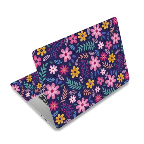 Laptop Decal Sticker Skin Cover, 11.6”12" 13" 13.3" 14" 15" 15.4" 15.6 inch Laptop Netbook Vinyl Skin Sticker Cover Art Notebook PC Protector (2 Wrist Pad Included), Removable Reusable, Flower Theme - color: Flower Theme