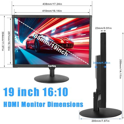 19 inch FHD Small IPS Monitor LCD Display Screen 1440x900 60Hz 16:10 with HDMI BNC VGA AV USB Input Built-in Lounspeakers for CCTV Security Camera DVR PC RasPi - color: 19 Inch 1440x900