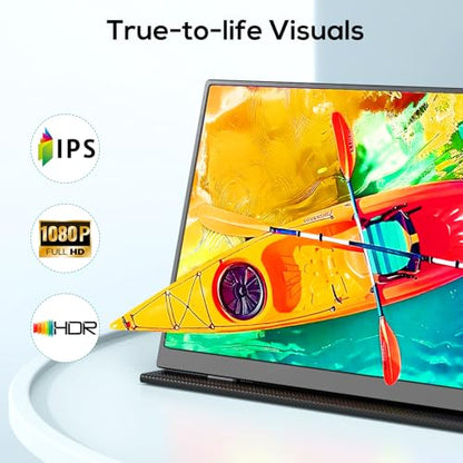 18.5 Inch Portable Monitor, FHD 120Hz IPS HDR 125% sRGB USB-C HDMI External Travel Monitor with Built-in Speakers, VESA Compatible for Laptop MacBook PC Surface PS5 Xbox - size: 18.5-inch