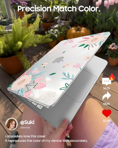 Fintie Case for MacBook Neo 13 Inch with Keyboard Skin & Screen Protector | 2026 A3404, Snap-On Design, Slim Fit, Hard Shell Cover, Crystal Camellia - color: Crystal Camellia