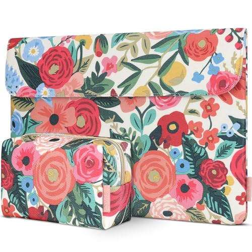DOMISO 14 inch Laptop Case Sleeve Floral-Patterned Protective Cover Compatible with MacBook Air 15 M4 M3 M2,MacBook Pro,14-15 inch HP Dell ASUS Lenovo Chromebook,Computer Bag, Rose - size: 14 inch