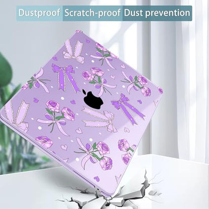 Tuiklol for MacBook Air 13 inch Case M5 2026 M4 2025 M3 2024 M2 2022 Release Model A3449 A3240 A3113 A2681,Plastic Hard Shell Cover for MacBook Air 13.6 with Touch ID, Bow & Rose Purple - color: Bow & Rose Purple