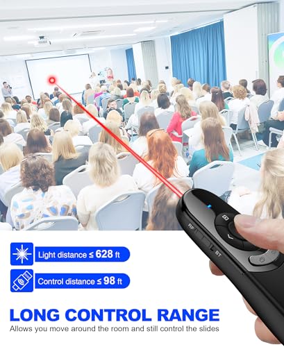 USB Type C Wireless Presentation Clicker, BT&RF 2.4GHz Dual Modes Presenter Remote for PowerPoint Presentations Compatible with Bluetooth-Enabled Laptops Desktop Computers - style: AAA+USB A&C+BT