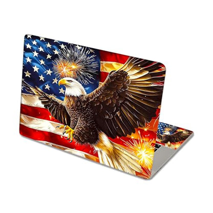 Aesthetic Laptop Skin Sticker, Eagle with US Flag & Fireworks Waterproof Vinyl Laptop Decal, Removable Bubble Free, Reusable Protective Cover for 13 14 15 15.6 Inch - color: Eagle with US Flag & Fireworks