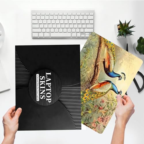 Universal Laptop Skin Sticker with 2 Wrist Pad Skins, Waterproof Scratch Resistant Vinyl Laptop Cover Decal, Cut to Fit for 11–15.6 Inch MacBook HP Dell Lenovo, Peacock - color: Peacock