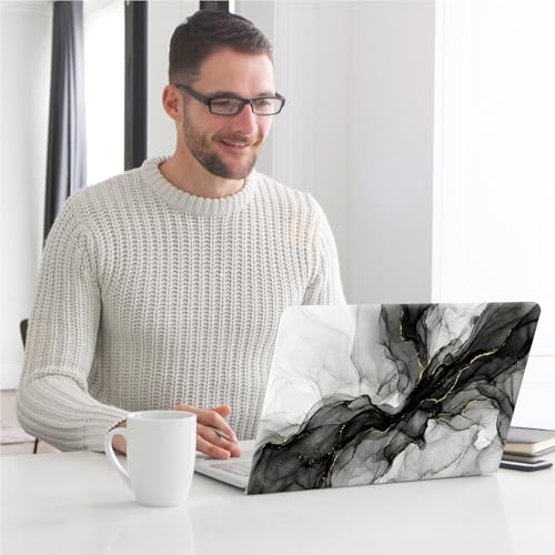 Universal Laptop Skin, DIY Cut-to-Fit Vinyl Cover Compatible with HP, Dell, Lenovo, Mac (13.3" to 15.6"), Anti-Scratch, No Residue & Bubble-Free Protective Decal Sticker, Black Gold Marble - color: Black Gold Marble
