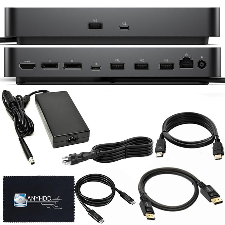 Dell Pro Smart Dock SD25 Bundle - 10Gbps, 3 Year Warranty, Supports Dual/Triple Monitors & 4K Displays with 180W Power Supply, Anyhdd HDMI, DisplayPort, USB C Cable, Cloth - Docking Station - style: Dell SD25 New