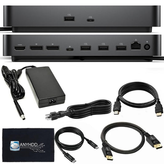 Dell Pro Smart Dock SD25 Bundle - 10Gbps, 3 Year Warranty, Supports Dual/Triple Monitors & 4K Displays with 180W Power Supply, Anyhdd HDMI, DisplayPort, USB C Cable, Cloth - Docking Station - style: Dell SD25 New