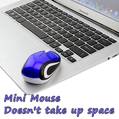 Wireless Mini Mouse, Blue, 1000 DPI, USB Receiver, Smooth Surface, Easy to Carry - color: Blue