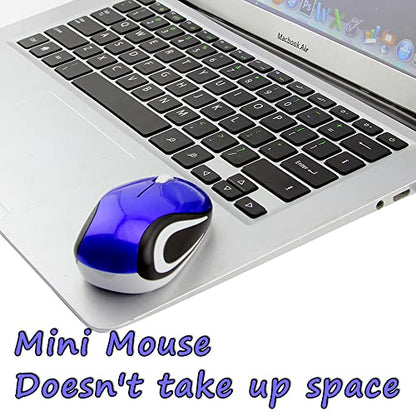 Wireless Mini Mouse, Blue, 1000 DPI, USB Receiver, Smooth Surface, Easy to Carry - color: Blue