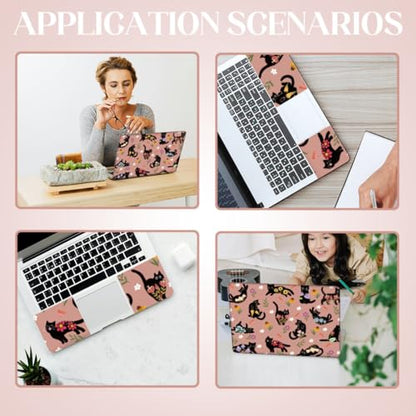 SUPERDANT Laptop Skin Sticker Black Cat Flowers Laptop Decals Personalized Universal Notebook Computer Wrap Vinyl Skin Stickers Cover Art Decal Removable 12-15.6 Inch Scratch-Resistant Gifts Pink